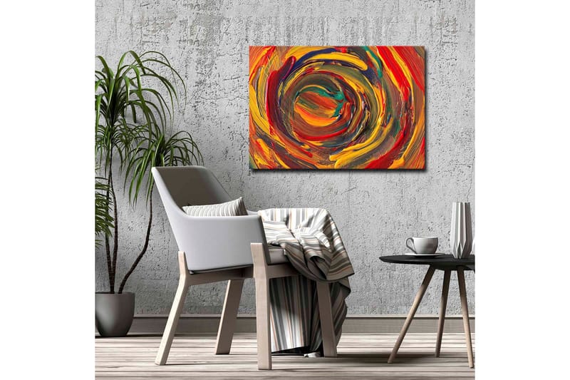 Lerretsbilde - Virvlende farger i en dynamisk spiralform - Rød / Gul / Grønn - Innredning - Bilder & kunst - Lerretsbilder
