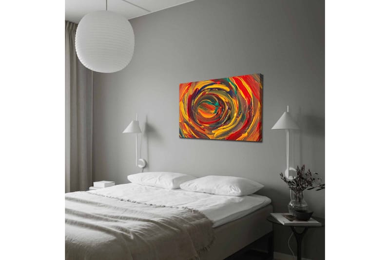 Lerretsbilde - Virvlende farger i en dynamisk spiralform - Rød / Gul / Grønn - Innredning - Bilder & kunst - Lerretsbilder