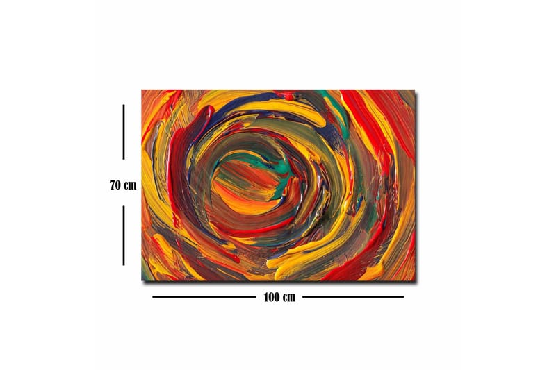 Lerretsbilde - Virvlende farger i en dynamisk spiralform - Rød / Gul / Grønn - Innredning - Bilder & kunst - Lerretsbilder