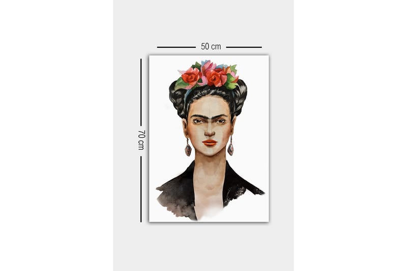 Lerretsbilde - Portrett av en kvinne med blomster i håret - Rød / Grønn / Svart - Innredning - Bilder & kunst - Lerretsbilder
