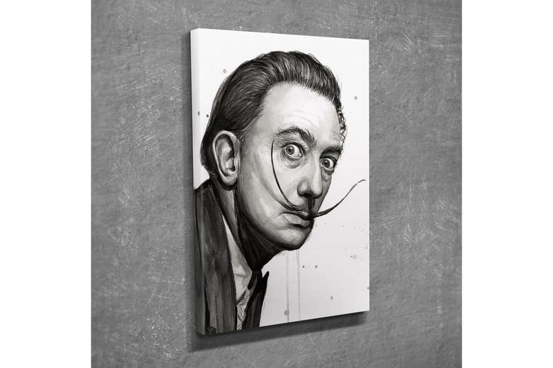 Lerretsbilde - Portrett av en mann med en særegen bart og intense øyne - Svart / Grå / Hvit - Innredning - Bilder & kunst - Lerretsbilder