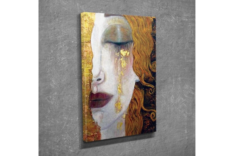 Lerretsbilde - Portrett av en kvinne med tårer av gull - Gull / Hudtone / Brun - Innredning - Bilder & kunst - Lerretsbilder