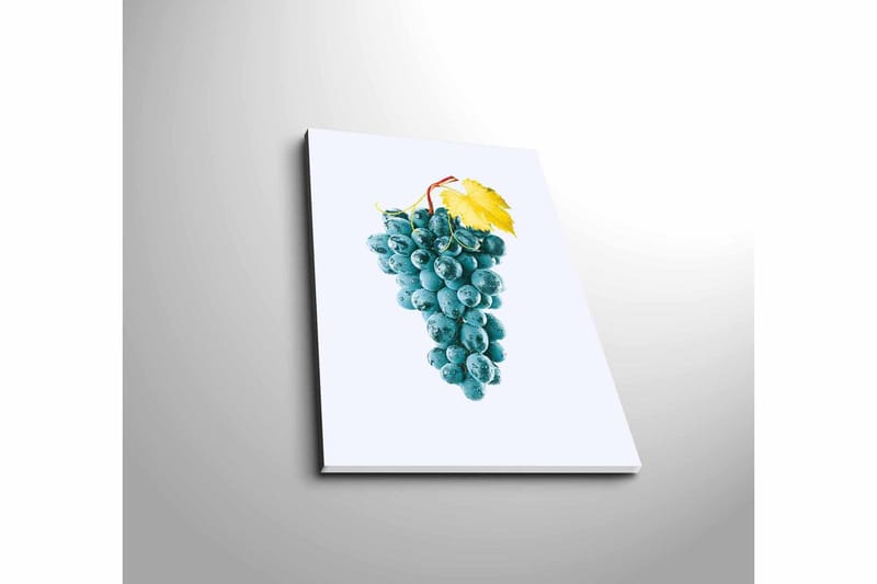 Lite lerret 28x38 cm - Drueklase med gul bladstilk - Blå / Gul - Innredning - Bilder & kunst - Lerretsbilder