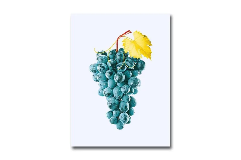 Lite lerret 28x38 cm - Drueklase med gul bladstilk - Blå / Gul - Innredning - Bilder & kunst - Lerretsbilder