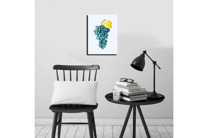 Lite lerret 28x38 cm - Drueklase med gul bladstilk - Blå / Gul - Innredning - Bilder & kunst - Lerretsbilder