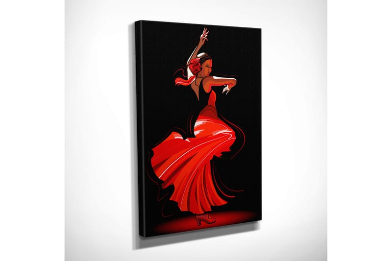 Lite lerretsbilde 30x40 cm - Dansende kvinne i rød kjole - Rød / Svart - Innredning - Bilder & kunst - Lerretsbilder