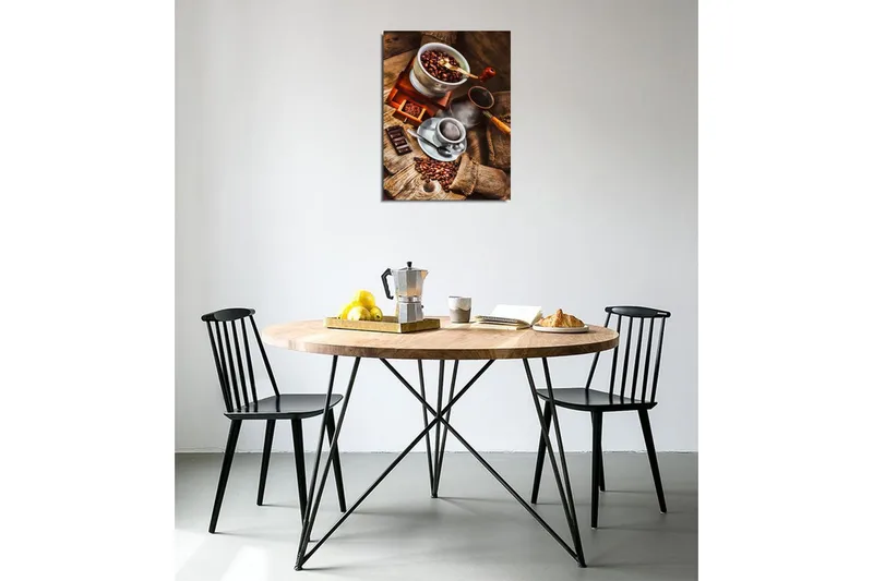 Lite lerretsbilde 30x40 cm - Kaffe- og sjokoladekomposisjon med ristede kaffebønner - Brun / Beige / Svart - Innredning - Bilder & kunst - Lerretsbilder