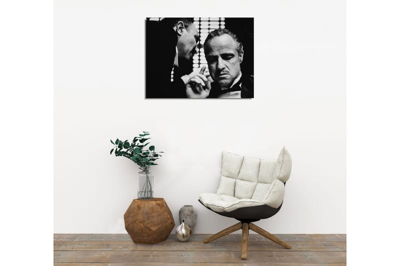 Lite lerretsbilde 40x30 cm - Intim samtale mellom to menn i dress - Svart / Hvit - Innredning - Bilder & kunst - Lerretsbilder