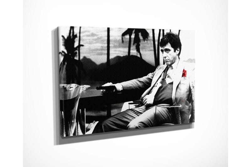 Lite lerretsbilde 40x30 cm - Svart-hvitt portrett av en mann med en rød rose i dressen sin - Svart / Hvit / Rød - Innredning - Bilder & kunst - Lerretsbilder