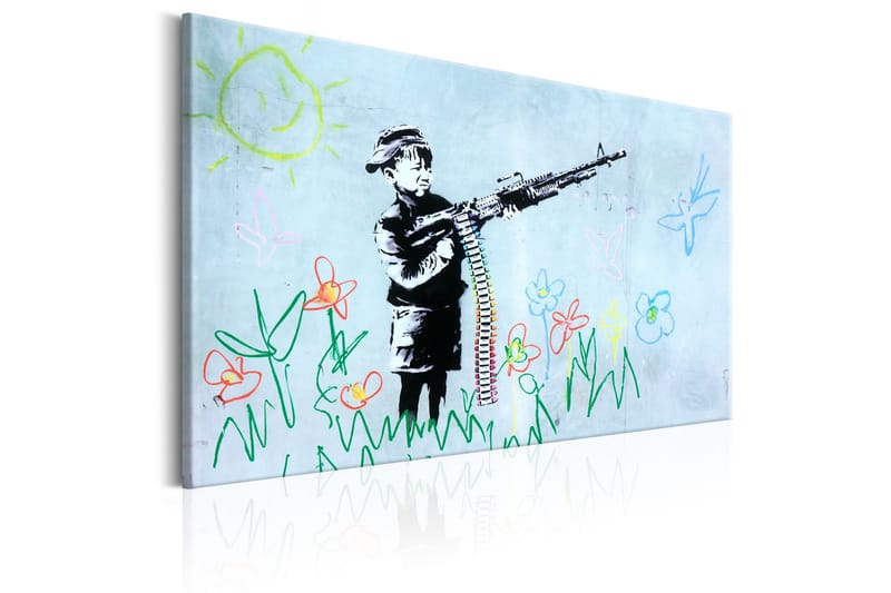 Tavla Boy with Gun by Banksy 120x80 - Innredning - Bilder & kunst - Lerretsbilder