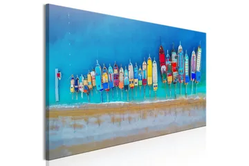Tavla Colourful Boats (1 Part) Narrow 135x45 - Innredning - Bilder & kunst - Lerretsbilder