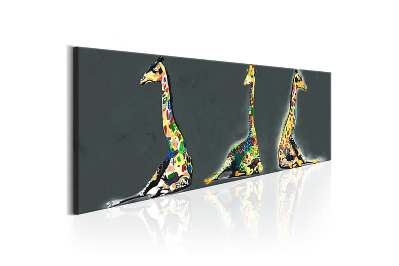 Tavla Colourful Giraffes 135x45 - Innredning - Bilder & kunst - Lerretsbilder