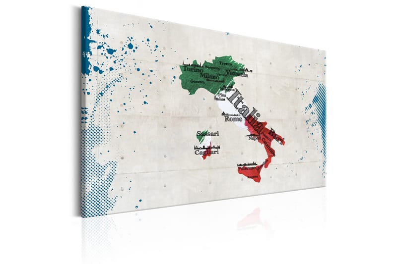 Tavla Map: Italy 120x80 - Innredning - Bilder & kunst - Lerretsbilder