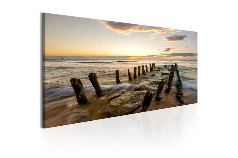 Tavla Wooden Breakwaters 150x50 - Innredning - Bilder & kunst - Lerretsbilder