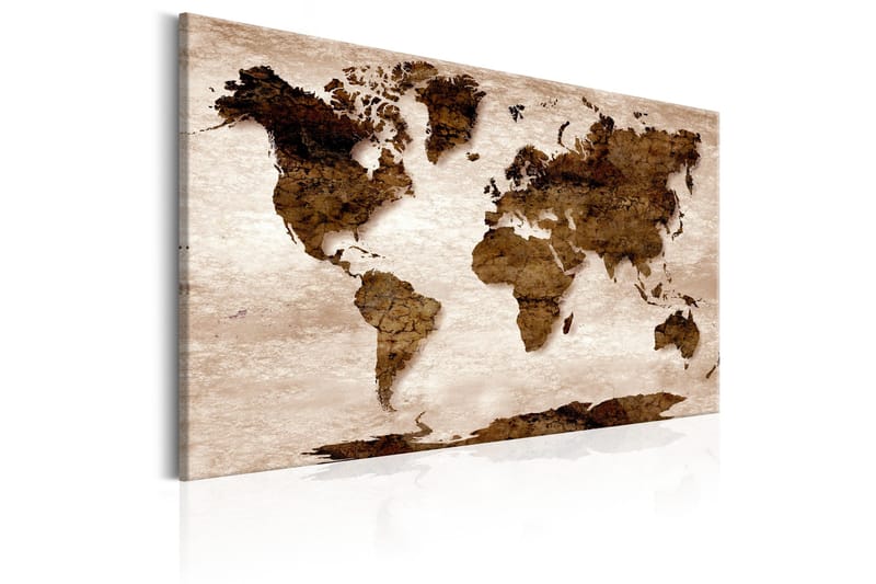 Tavla World Map: 60x40 Brown - Innredning - Bilder & kunst - Lerretsbilder