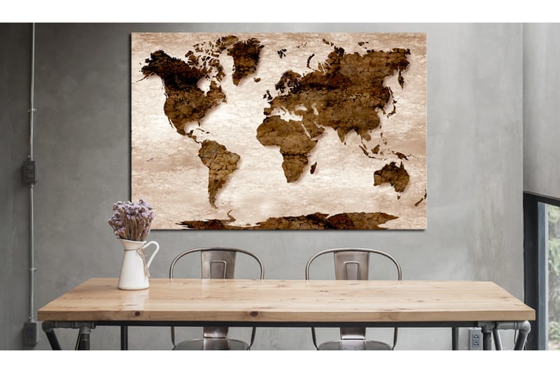 Tavla World Map: 60x40 Brown - Innredning - Bilder & kunst - Lerretsbilder