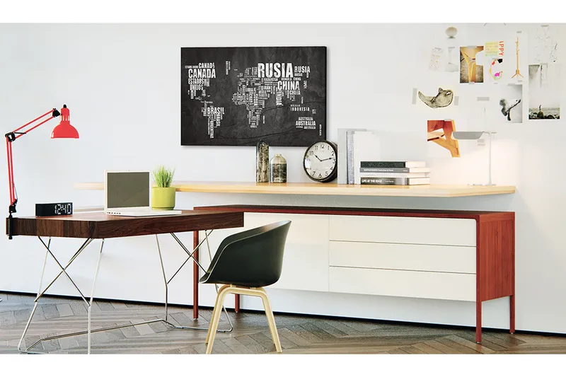 Tavla World Map: Mundo Negro 120x80 - Innredning - Bilder & kunst - Lerretsbilder