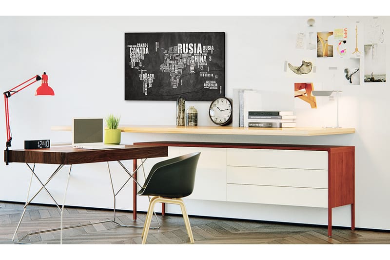Tavla World Map: Mundo Negro 120x80 - Innredning - Bilder & kunst - Lerretsbilder