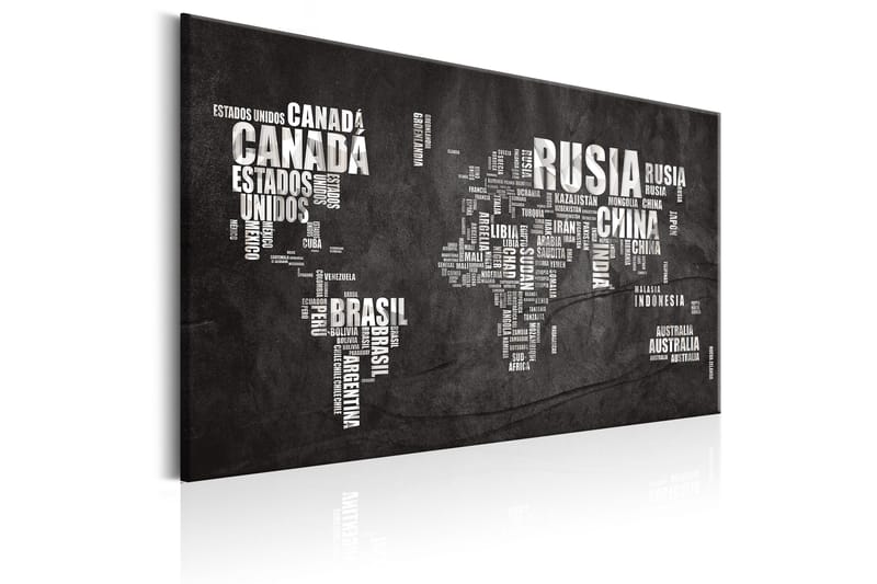 Tavla World Map: Mundo Negro 90x60 - Innredning - Bilder & kunst - Lerretsbilder