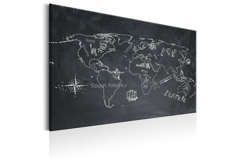 Tavla World Map: Travel broadens the Mind 90x60 - Innredning - Bilder & kunst - Lerretsbilder