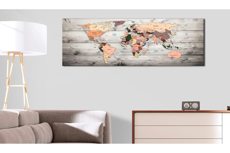 Tavla World Maps Wooden Travels VALUE_MISSING_3 135x45 - Innredning - Bilder & kunst - Lerretsbilder