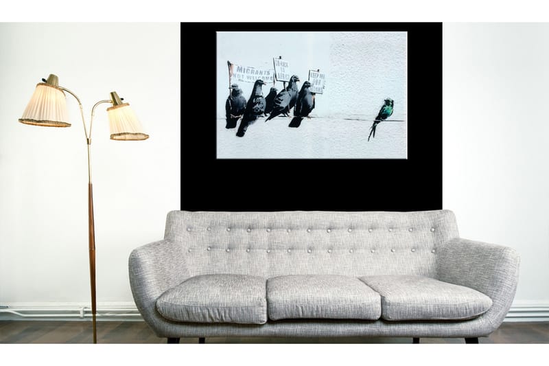 Tavla Protesting Birds by Banksy 90x60 - Innredning - Bilder & kunst - Lerretsbilder