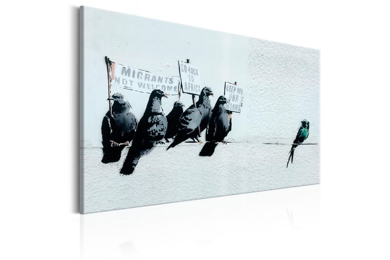 Tavla Protesting Birds by Banksy 90x60 - Innredning - Bilder & kunst - Lerretsbilder