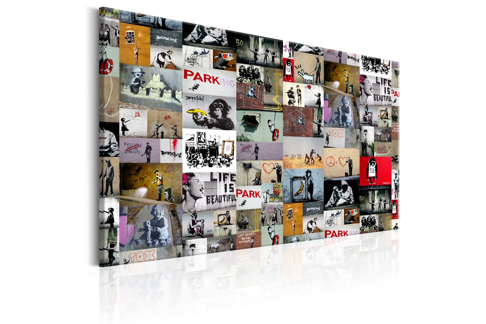 Tavle Art Of Collage: Banksy 60X40 - Artgeist sp. z o. o. - Innredning - Bilder & kunst - Lerretsbilder