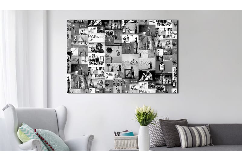 Tavle Banksy: Graffiti Collage 120X80 - Artgeist sp. z o. o. - Innredning - Bilder & kunst - Lerretsbilder