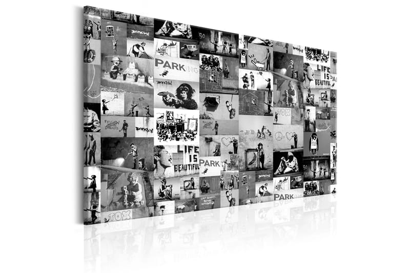 Tavle Banksy: Graffiti Collage 90X60 - Artgeist sp. z o. o. - Innredning - Bilder & kunst - Lerretsbilder