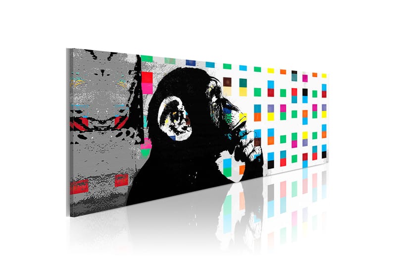 Tavle Banksy: The Thinker Monkey 120X40 - Artgeist sp. z o. o. - Innredning - Bilder & kunst - Lerretsbilder