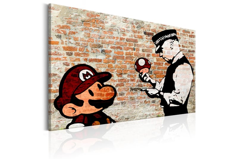 Tavle Banksy: Police Caution 90X60 - Artgeist sp. z o. o. - Innredning - Bilder & kunst - Lerretsbilder