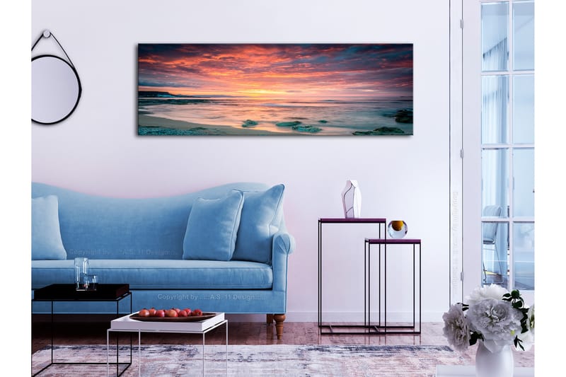 Tavle Beach In Crete (1 Part) Narrow Red 135X45 - Artgeist sp. z o. o. - Innredning - Bilder & kunst - Lerretsbilder