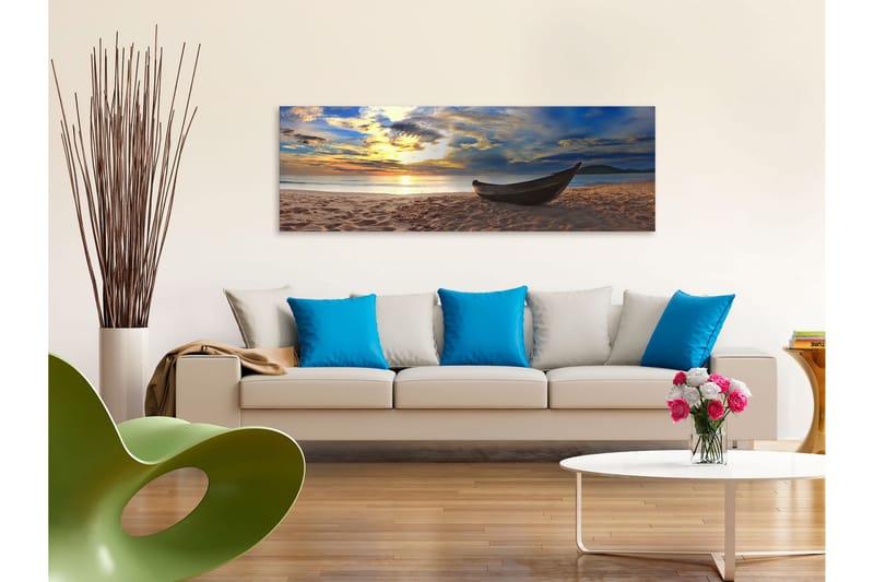Tavle Boat On The Beach (1 Part) Narrow 120X40 - Artgeist sp. z o. o. - Innredning - Bilder & kunst - Lerretsbilder