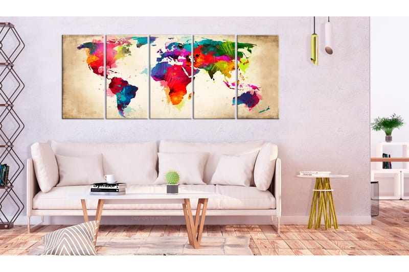 Tavle Bright Continents 225X90 - Artgeist sp. z o. o. - Innredning - Bilder & kunst - Lerretsbilder