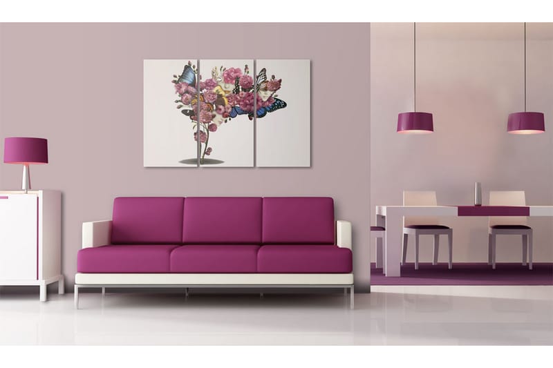 Tavle Butterflyar, Blommor Og Karneval 120X80 - Artgeist sp. z o. o. - Innredning - Bilder & kunst - Lerretsbilder