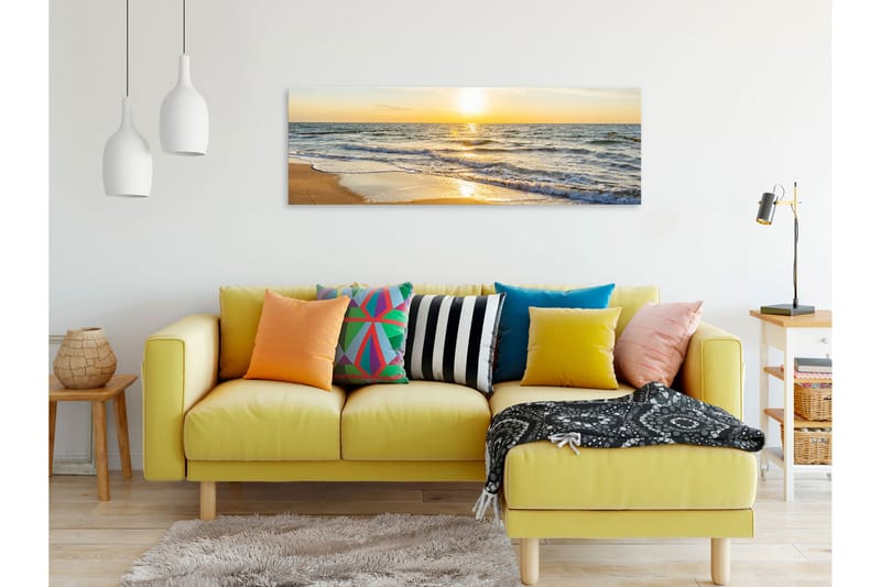 Tavle Calm Waves (1 Part) Narrow Golden 120X40 - Artgeist sp. z o. o. - Innredning - Bilder & kunst - Lerretsbilder