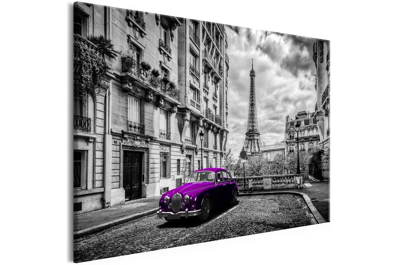 Tavle Car In Paris (1 Part) Violet Wide 90X60 - Artgeist sp. z o. o. - Innredning - Bilder & kunst - Lerretsbilder