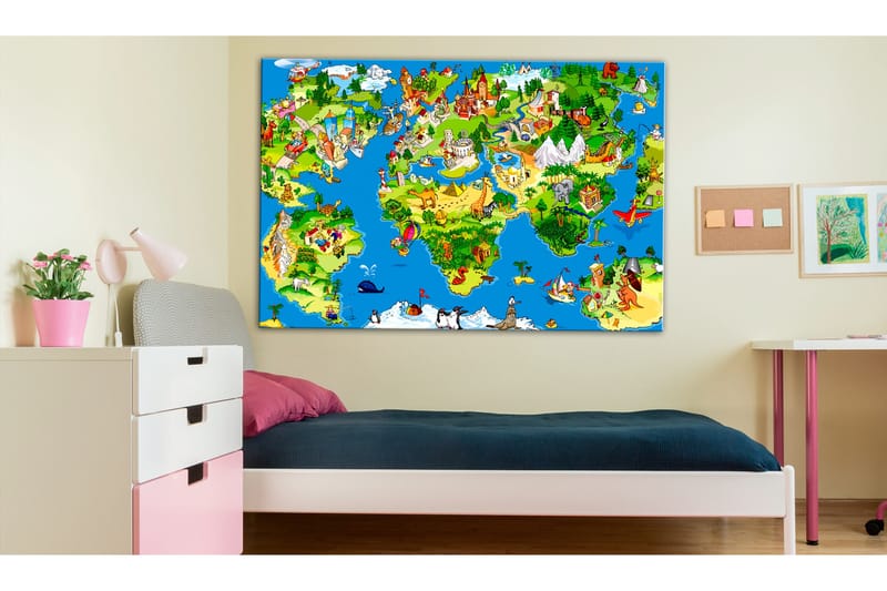 Tavle Children'S Map (1 Part) Wide 90X60, Artgeist sp. z o. o.
