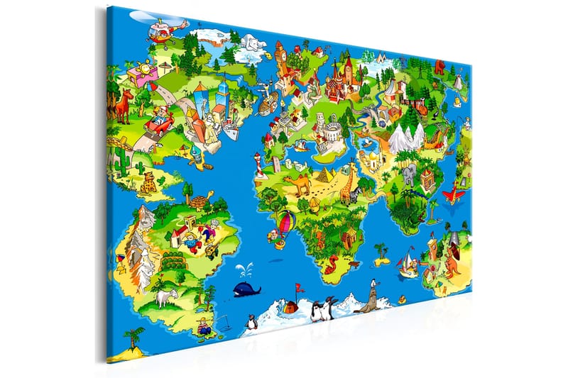 Tavle Children'S Map (1 Part) Wide 90X60 - Artgeist sp. z o. o. - Innredning - Bilder & kunst - Lerretsbilder