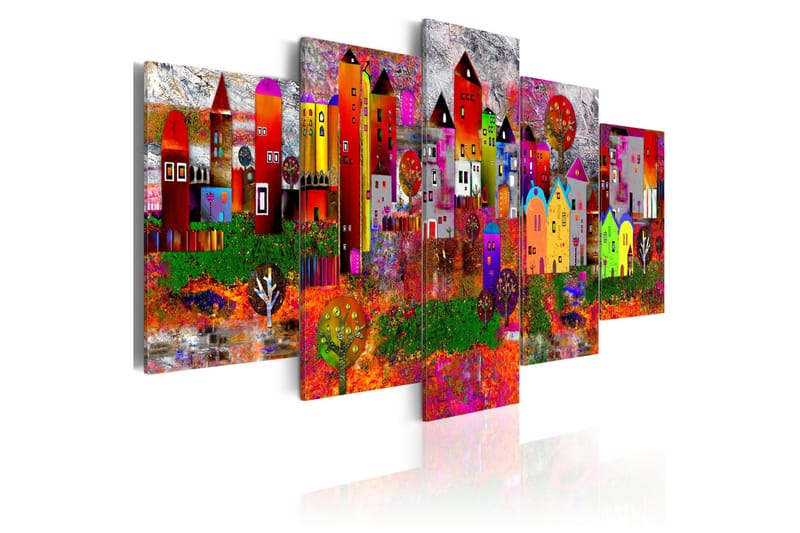 Tavle Colourful Small Town 100X50 - Artgeist sp. z o. o. - Innredning - Bilder & kunst - Lerretsbilder
