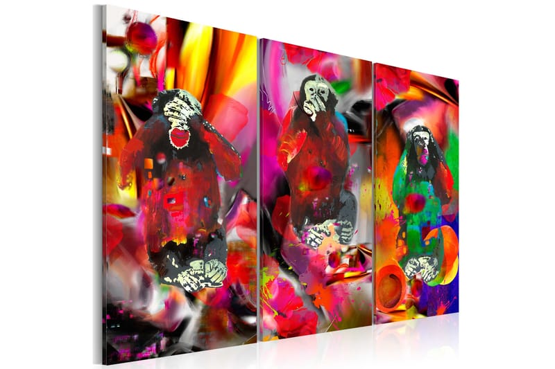Tavle Crazy Monkeys Triptych 120X80 - Artgeist sp. z o. o. - Innredning - Bilder & kunst - Lerretsbilder