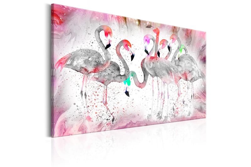 Tavle Flamingoes Family 90X60 - Artgeist sp. z o. o. - Innredning - Bilder & kunst - Lerretsbilder