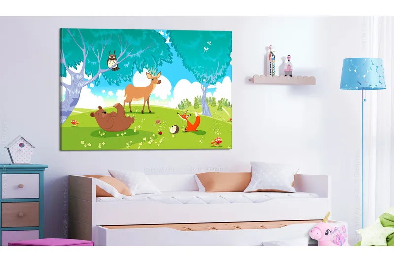 Tavle Friendly Animals (1 Part) Wide 120X80 - Artgeist sp. z o. o. - Innredning - Bilder & kunst - Lerretsbilder