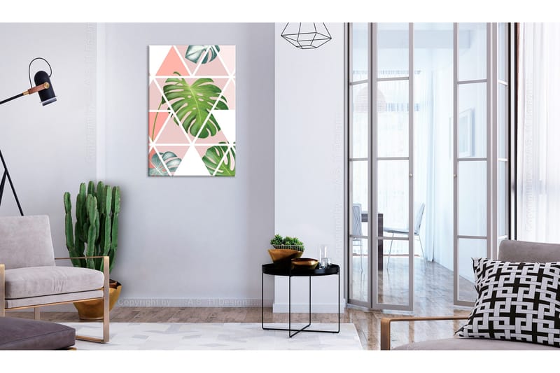 Tavle Geometric Monstera (1 Part) Vertical 60X90 - Artgeist sp. z o. o. - Innredning - Bilder & kunst - Lerretsbilder