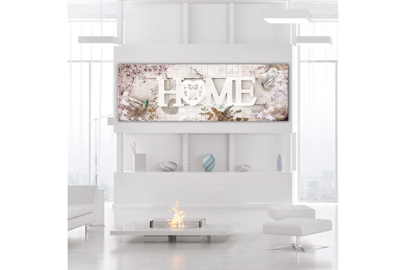Tavle Home And Hummingbirds (1 Part) Beige Narrow 120X40 - Artgeist sp. z o. o. - Innredning - Bilder & kunst - Lerretsbilder
