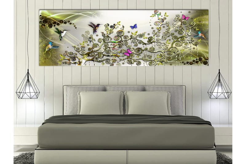 Tavle Hummingbirds Dance (1 Part) Green Narrow 120X40, Artgeist sp. z o. o.