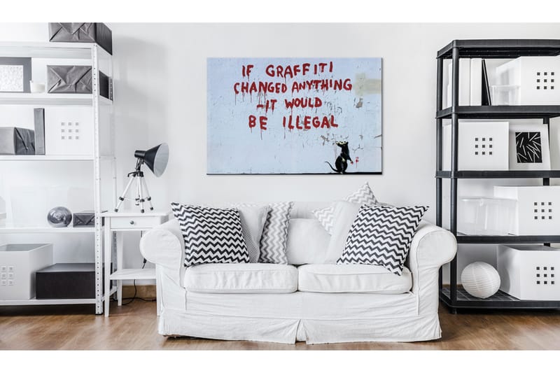 Tavle If Graffiti Changed Anything By Banksy 90X60 - Artgeist sp. z o. o. - Innredning - Bilder & kunst - Lerretsbilder