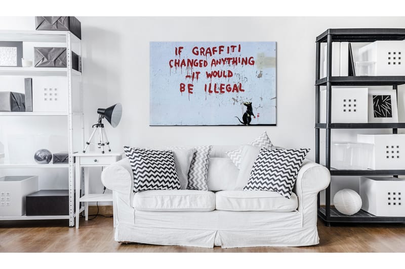Tavle If Graffiti Changed Anything By Banksy 90X60 - Artgeist sp. z o. o. - Lerretsbilder