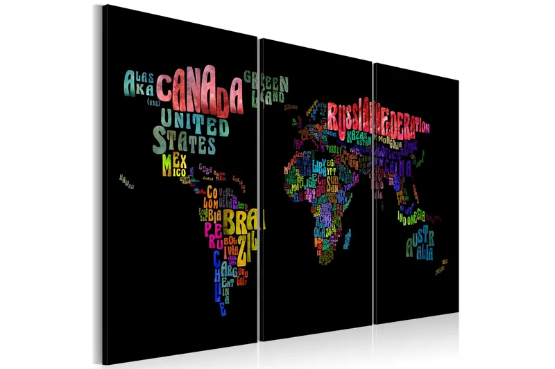 Tavle Landets Navn Triptych 120X80 - Artgeist sp. z o. o. - Innredning - Bilder & kunst - Lerretsbilder